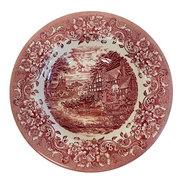Vintage Johnson Brothers Dinner Plate 8 3/4" Coaching Scenes Red & White Transfe - Picture 6 of 8